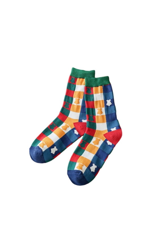 Ugly Christmas Socks for Women Gifts Color Block Christmas Stockings Comfy Winter Cotton Socks Xmas Present