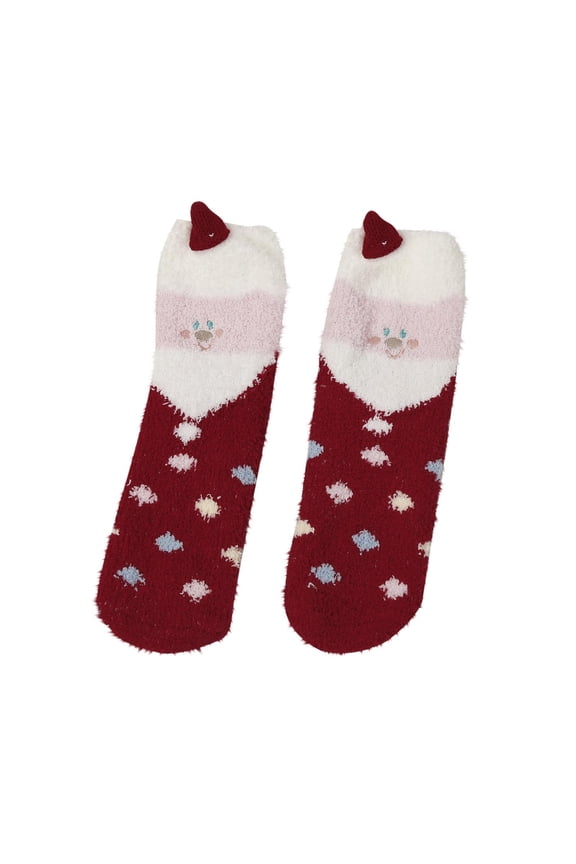 Ugly Christmas Socks for Women Striped Fuzzy Socks Cute Coral Fleece Cozy Warm Socks Christmas Fluffy Slipper Sock