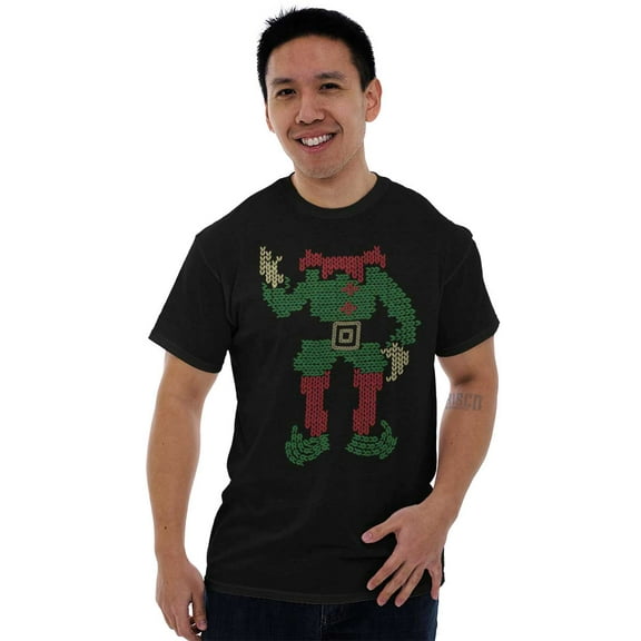 Ugly Christmas Stitch Pattern Elf Men's Graphic T Shirt Tees Brisco Brands S