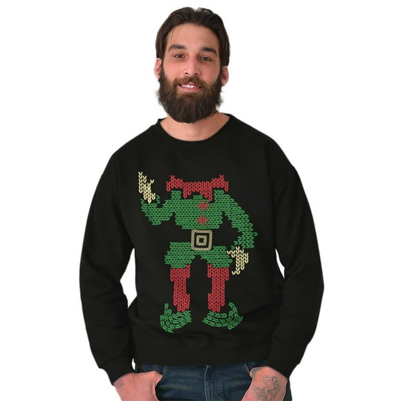 Ugly Christmas Stitch Pattern Elf Sweatshirt for Men or Women Brisco Brands L