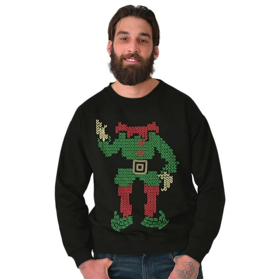 Ugly Christmas Stitch Pattern Elf Unisex Plus Fleece Graphic Sweatshirt Brisco Brands 4X