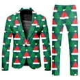 thumbnail image 1 of Ugly Christmas Suits for Men 2 Piece Funny Santa Graphic Xmas Jacket Blazer And Pant Set Slim Fit Winter Party One Button Men's Suits, 1 of 6