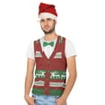 thumbnail image 1 of Ugly Christmas Sweater All Over Mens Costume T Shirt with Santa Hat, 1 of 4