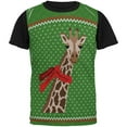 thumbnail image 1 of Ugly Christmas Sweater Big Giraffe Scarf All Over Mens Black Back T Shirt Multi MD, 1 of 1