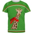 thumbnail image 1 of Ugly Christmas Sweater Big Giraffe Scarf All Over Mens T Shirt Multi SM, 1 of 2