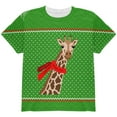 thumbnail image 1 of Ugly Christmas Sweater Big Giraffe Scarf All Over Youth T Shirt Multi YMD, 1 of 2