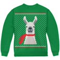 thumbnail image 1 of Ugly Christmas Sweater Big Llama Green Youth Sweatshirt Green YSM, 1 of 1
