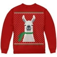 thumbnail image 1 of Ugly Christmas Sweater Big Llama Green Youth Sweatshirt Red YXL, 1 of 1