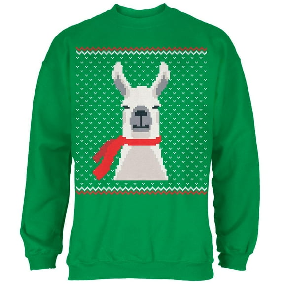 Ugly Christmas Sweater Big Llama Irish Green Adult Sweatshirt