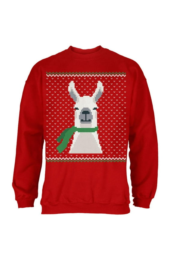 Ugly Christmas Sweater Big Llama Red Adult Sweatshirt