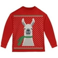 thumbnail image 1 of Ugly Christmas Sweater Big Llama Red Toddler Long Sleeve T-Shirt - 4T, 1 of 1