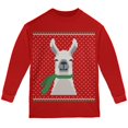 thumbnail image 1 of Ugly Christmas Sweater Big Llama Red Youth Long Sleeve T-Shirt - X-Large(18), 1 of 1