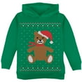 thumbnail image 1 of Ugly Christmas Sweater Big Teddy Bear Green Toddler Hoodie, 1 of 1