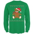 thumbnail image 1 of Ugly Christmas Sweater Big Teddy Bear Irish Green Adult Long Sleeve T-Shirt, 1 of 1