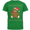thumbnail image 1 of Ugly Christmas Sweater Big Teddy Bear Irish Green Adult T-Shirt, 1 of 1