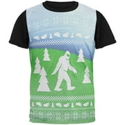 Ugly Christmas Sweater Bigfoot Sasquatch Yeti All Over Mens Black Back T Shirt Multi LG