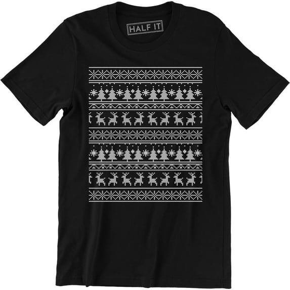 Christmas Sweater Black Tree Reindeer Holiday Season Gift Gathering T-Shirt