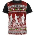 thumbnail image 1 of Ugly Christmas Sweater Bloody Zombie Attack Survivor All Over Mens Black Back T Shirt Multi SM, 1 of 2
