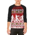 thumbnail image 1 of Ugly Christmas Sweater Bloody Zombie Attack Survivor Mens Raglan T Shirt White-Black X-LG, 1 of 2