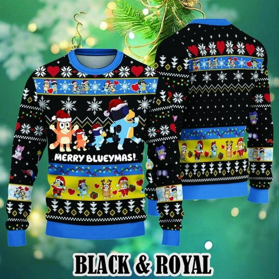 Ugly Christmas Sweater, Blu.e.y Ugly Christmas Sweater, Blue Family Christmas Tree, Christmas Sweatshirt, Family Shirt