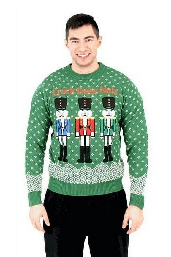 Ugly Christmas Sweater Crack Deez Nuts Men's Sweater