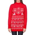thumbnail image 1 of Ugly Christmas Sweater Dress Lights Red Reindeer Snowflakes Knit Sweater, 1 of 3