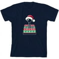 thumbnail image 1 of Ugly Christmas Sweater Joystick Youth Navy Blue Crew Neck Short Sleeve Tee-Medium, 1 of 2