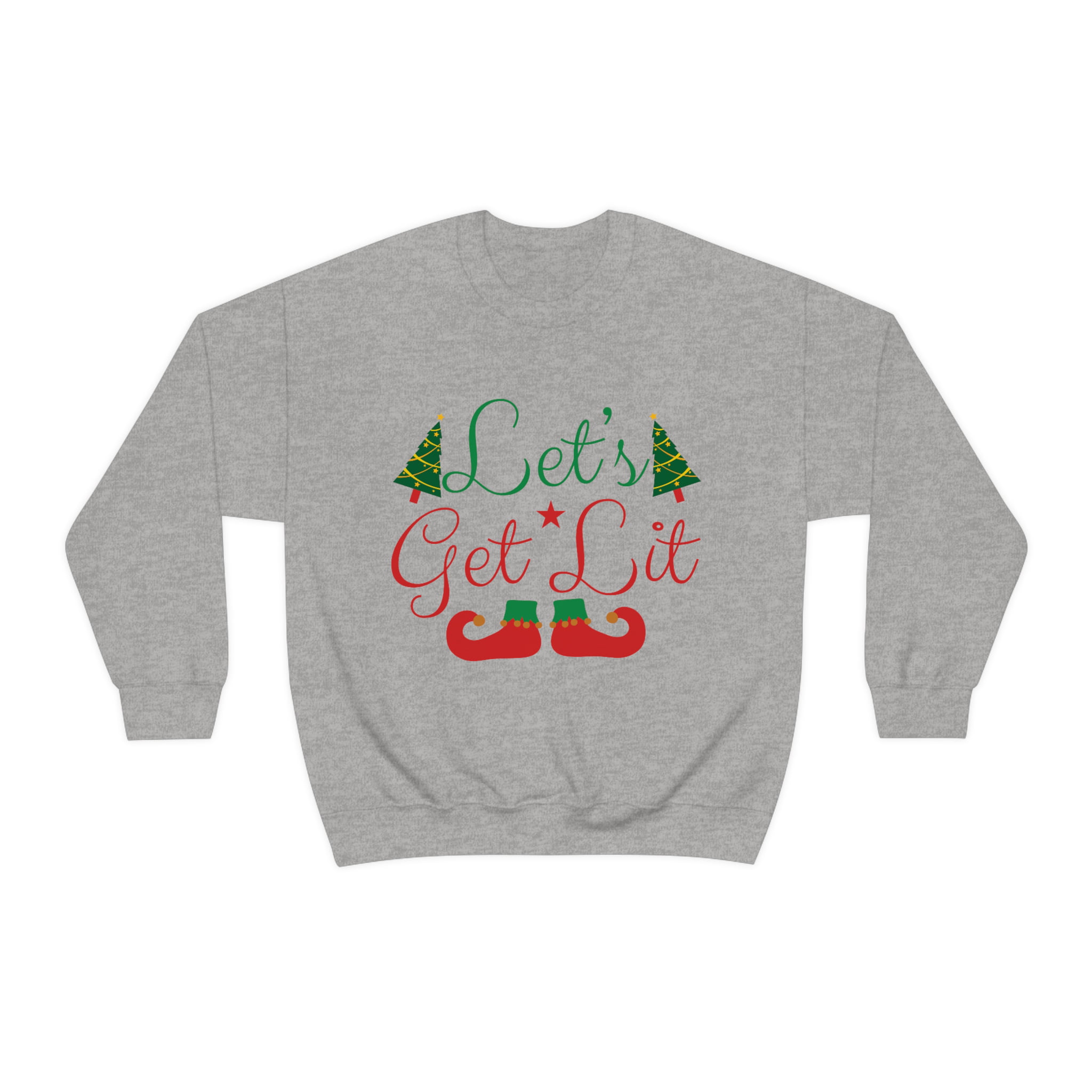 Ugly Christmas Sweater, Let's Get Lit Funny Sweatshirt 