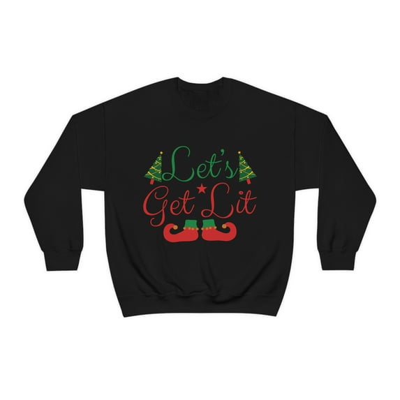 Ugly Christmas Sweater, Let's Get Lit Funny Sweatshirt