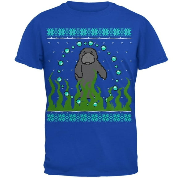Ugly Christmas Sweater Manatee Floaty Potato Mens Soft T Shirt Royal LG