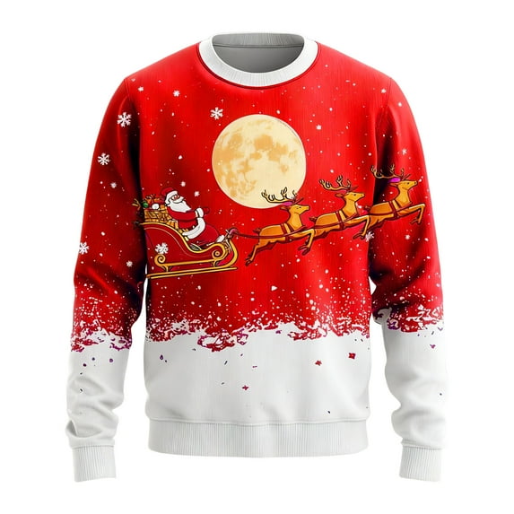 Christmas Sweater Men Funny Casual Long Sleeve Crewneck Pullover Sweaters Reindeer Santa Winter Warm Cozy Xmas Gifts Mens Sweater