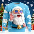 thumbnail image 1 of Christmas Sweater Men Funny Santa Graphic Sweater Christmas Sweatshirt Couples Xmas Party Pullover Shirts, 1 of 3