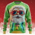 thumbnail image 1 of Christmas Sweater Men Santa Claus Party Funny 3D Graphic Long Sleeve Pullover Sweatshirts Crewneck Xmas Holiday Tops, 1 of 3