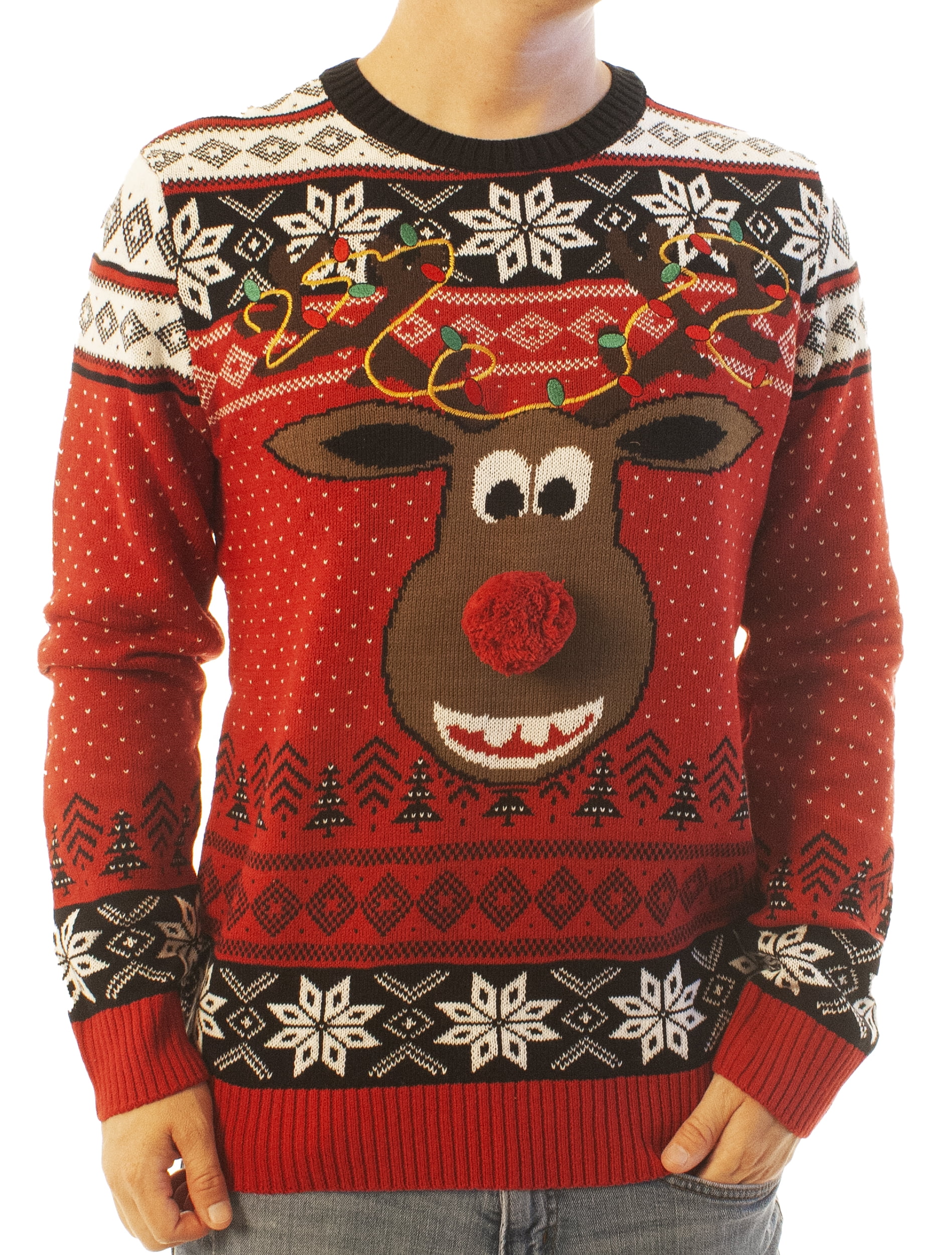 Ugly Christmass Rudolf Pattern Crewneck Pullover Sweatshirt Ugly Christmass Rudolf Pattern Crewneck Pullover Sweatshirt