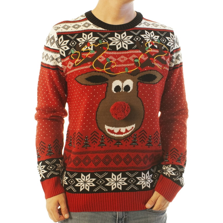 Ugly Christmass Rudolf Pattern Crewneck Pullover Sweatshirt Ugly Christmass Rudolf Pattern Crewneck Pullover Sweatshirt