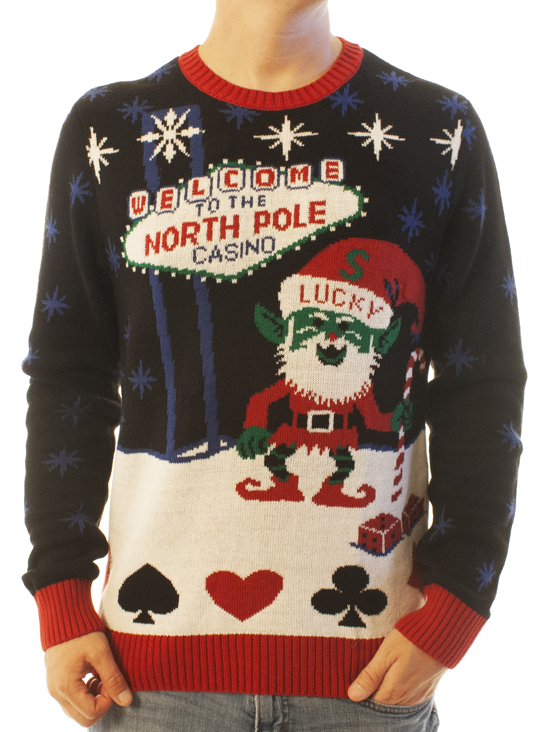 Ugly Christmas Sweater Men's North Pole Casino Party Elf Xmas Sweatshirt-2XL  - Walmart.com