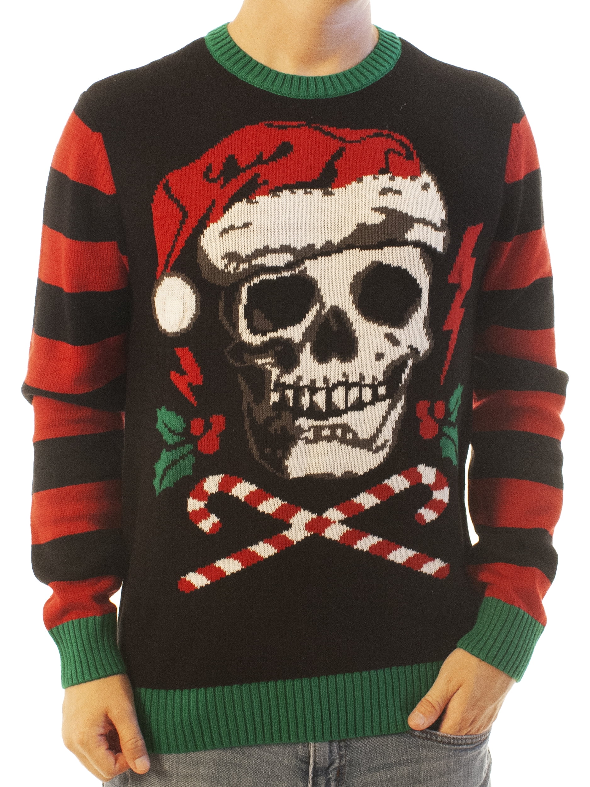 Ugly Christmas Sweater Men's Skull Santa Hat Light Up Pullover  Sweatshirt-4XL - Walmart.com