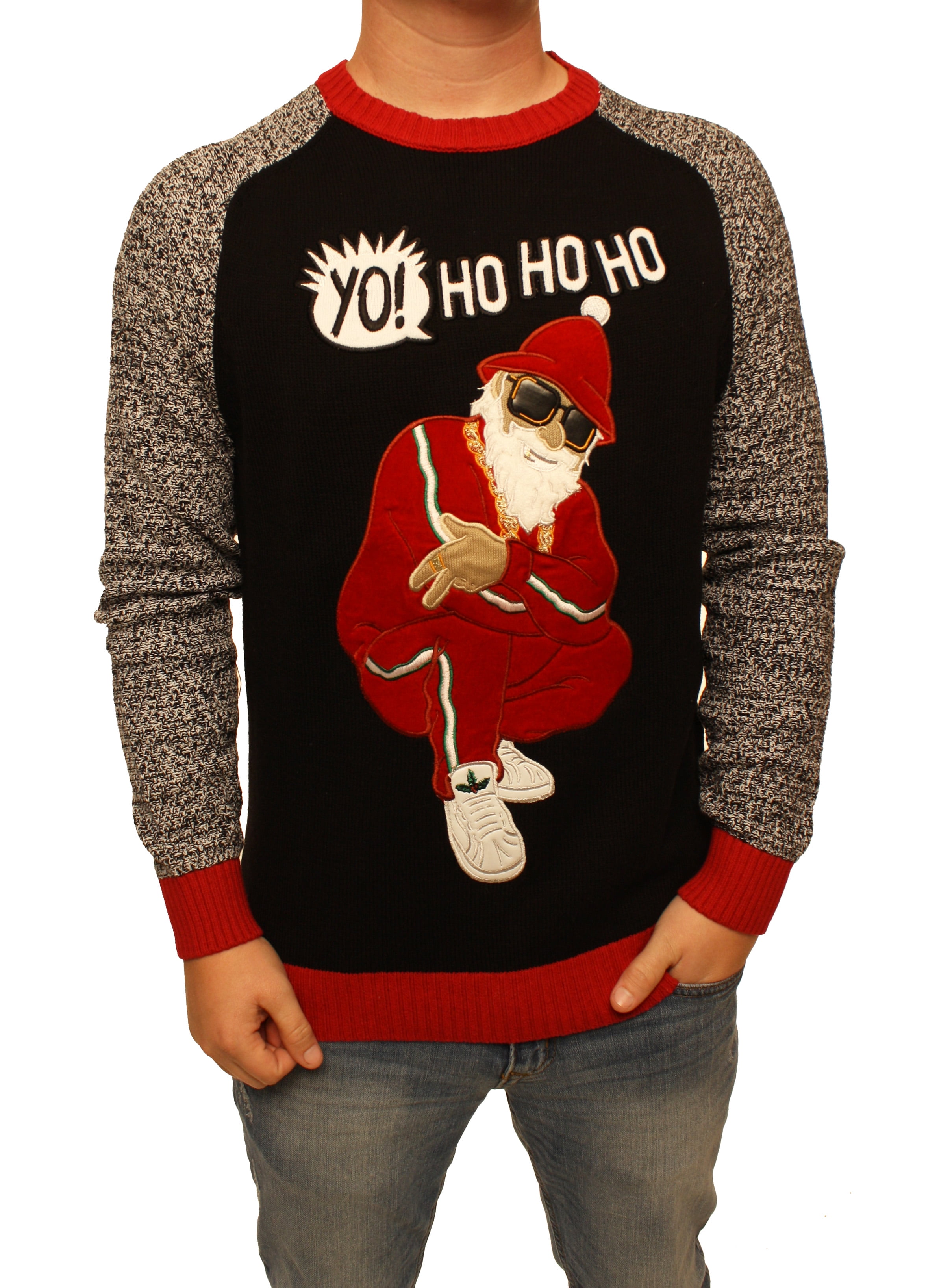 Ugly Christmas Sweater Men's "Yo Ho Ho Ho" Hip Hop Santa Sweatshirt XL