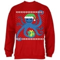 thumbnail image 1 of Ugly Christmas Sweater Octopus Red Adult Sweatshirt, 1 of 1
