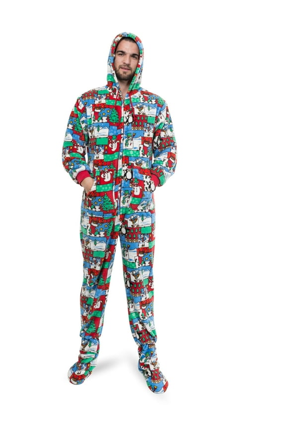 Ugly Christmas Sweater One Piece Sleeper Footed Pajamas with Rear Flap Size