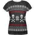 thumbnail image 1 of Ugly Christmas Sweater Pirate Skull and Crossbones All Over Womens T Shirt Multi LG, 1 of 2
