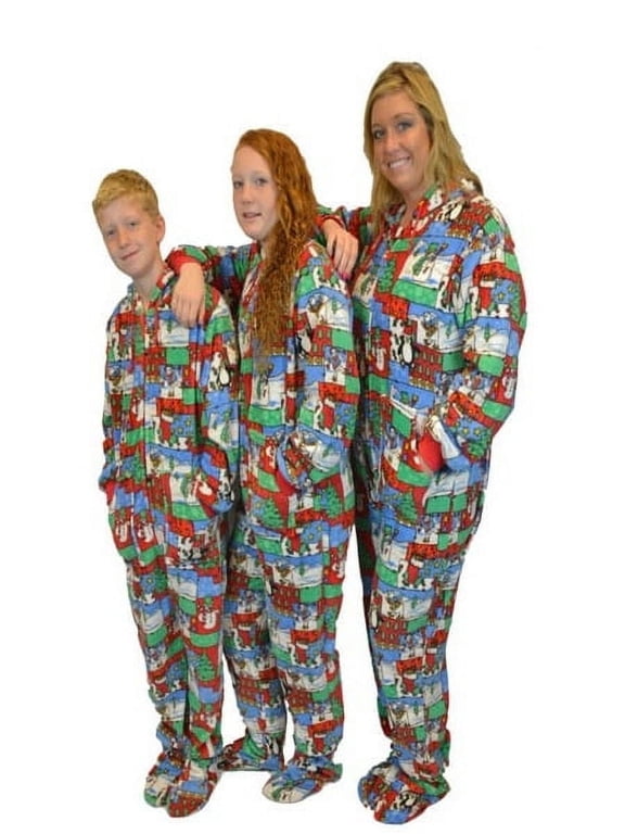 Ugly Christmas Sweater Plush Hoodie Adult Footed One Piece Sleeper Pajamas