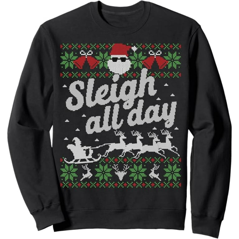 Ugly Christmas Sweater Santa Sleigh All Day Sweatshirt Walmart