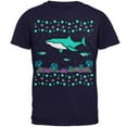thumbnail image 1 of Ugly Christmas Sweater Shark Coral Reef Mens T Shirt Navy SM, 1 of 1