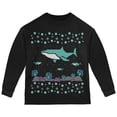 thumbnail image 1 of Ugly Christmas Sweater Shark Coral Reef Toddler Long Sleeve T Shirt Black 4T, 1 of 1