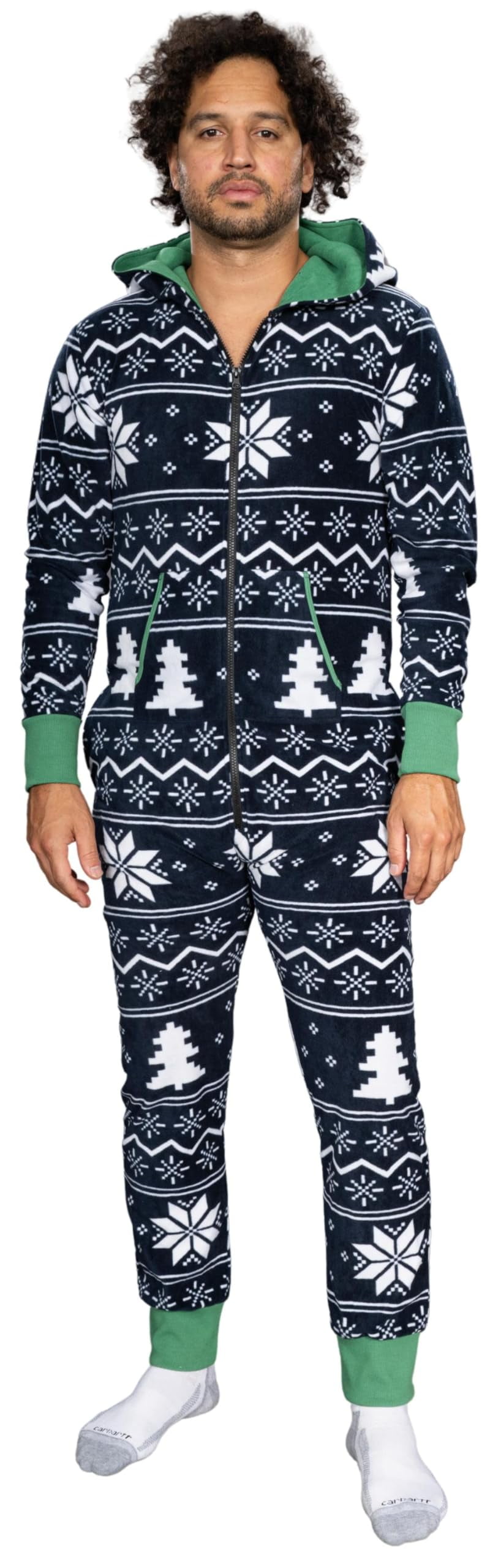 Ugly Christmas Sweater Style Fair Isle Jumpsuit Cozy Adult Union Suit