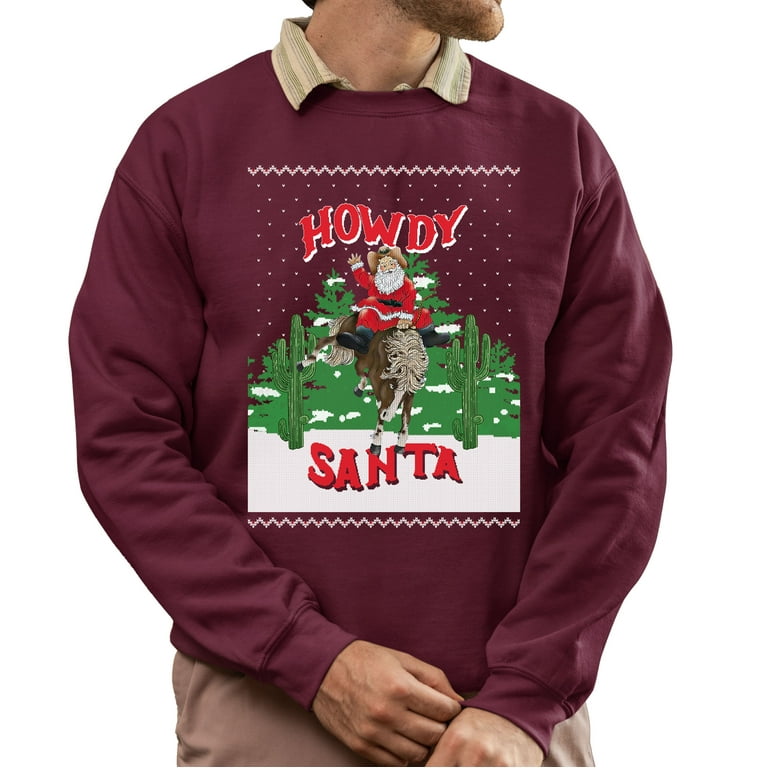 Ugly Christmas Sweater, Christmas Sweatshirt, Howdy Santa Ugly Christmas  Sweater, Western Cowboy Santa Ugly Christmas Sweater, Funny Christmas Gift 