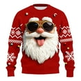 thumbnail image 1 of Christmas Sweater Women Men Funny Santa Claus Knitted Christmas Sweatshirts for Couples 3D Graphic Xmas Pullover,Red,XL, 1 of 3