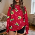 thumbnail image 1 of Ugly Christmas Sweater for Women Printed Long Sleeve Womens Sweatshirt Green Mons ter Graphic Holiday Pullover Tops Christmas Tree Sweatshirts for Women, 1 of 5