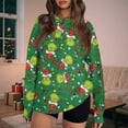 thumbnail image 1 of Ugly Christmas Sweater for Women Printed Long Sleeve Womens Sweatshirt Green Mons ter Graphic Holiday Pullover Tops Christmas Tree Sweatshirts for Women, 1 of 5